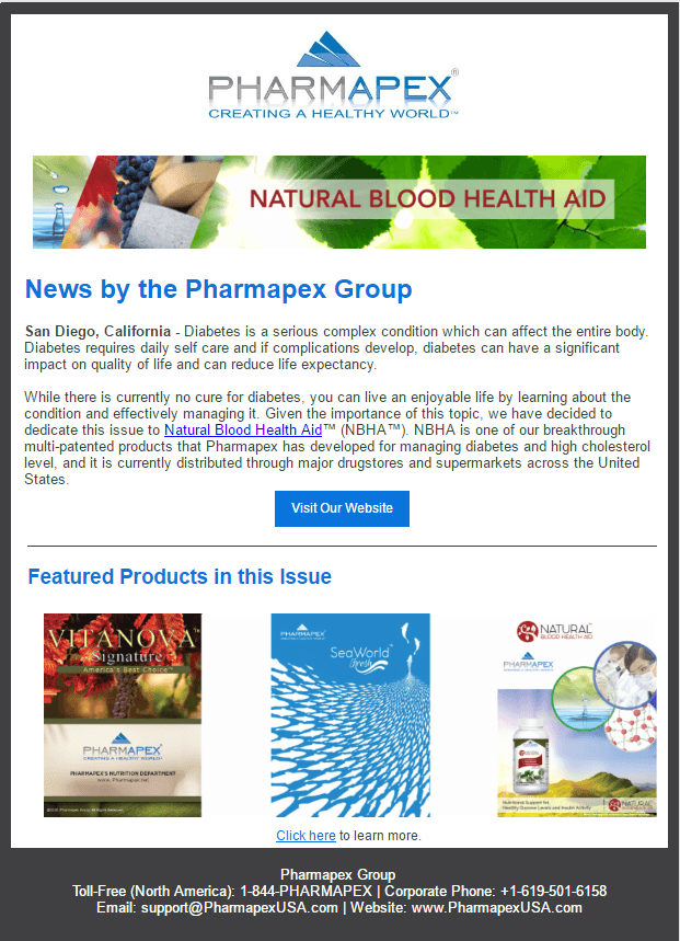 Sample Newsletter by Pharmapex’s Nutrition Department